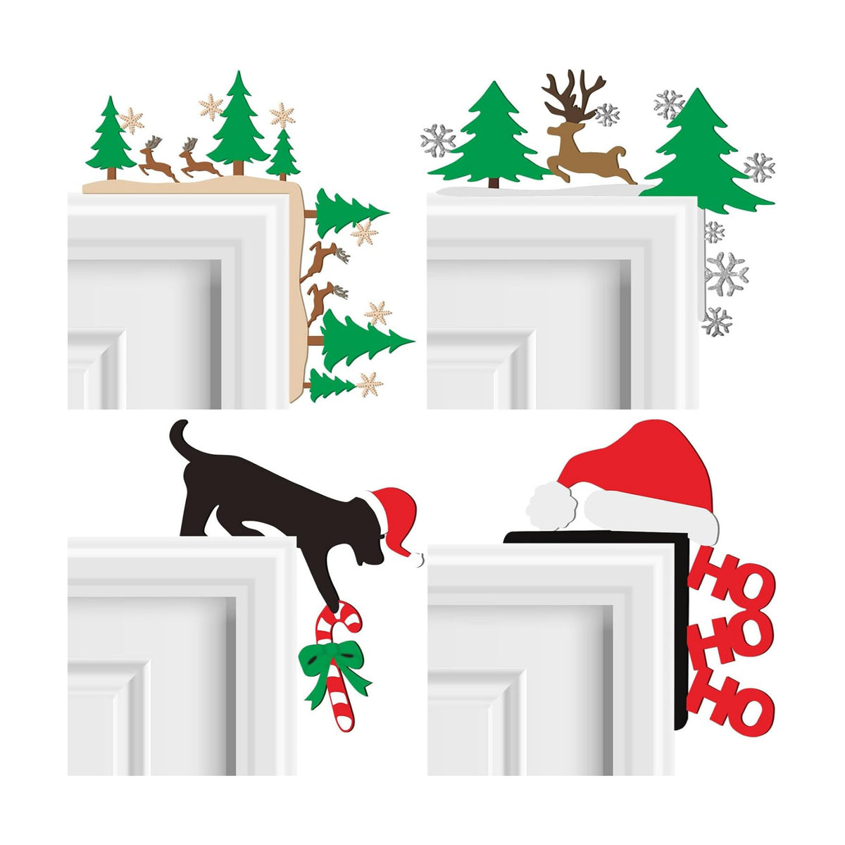 Morningro 4 Pcs Christmas Themed Door Frame Topper Metal Wall Art