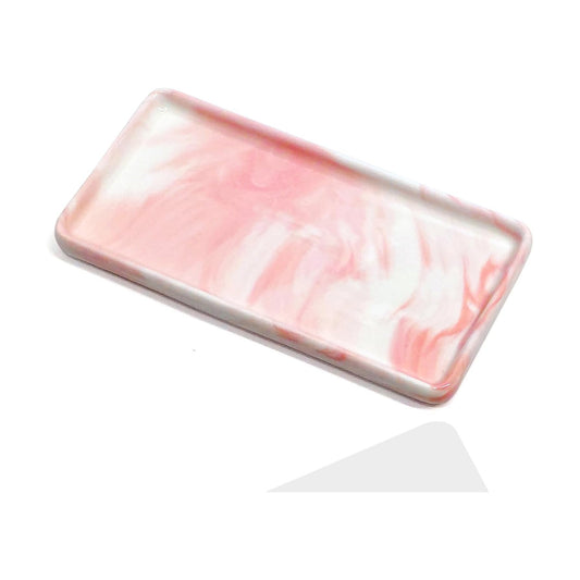 Tiny Ceramic Countertop and Vanity Tray for Cosmetics / 6.4 x 3 x 0.5 / Pink