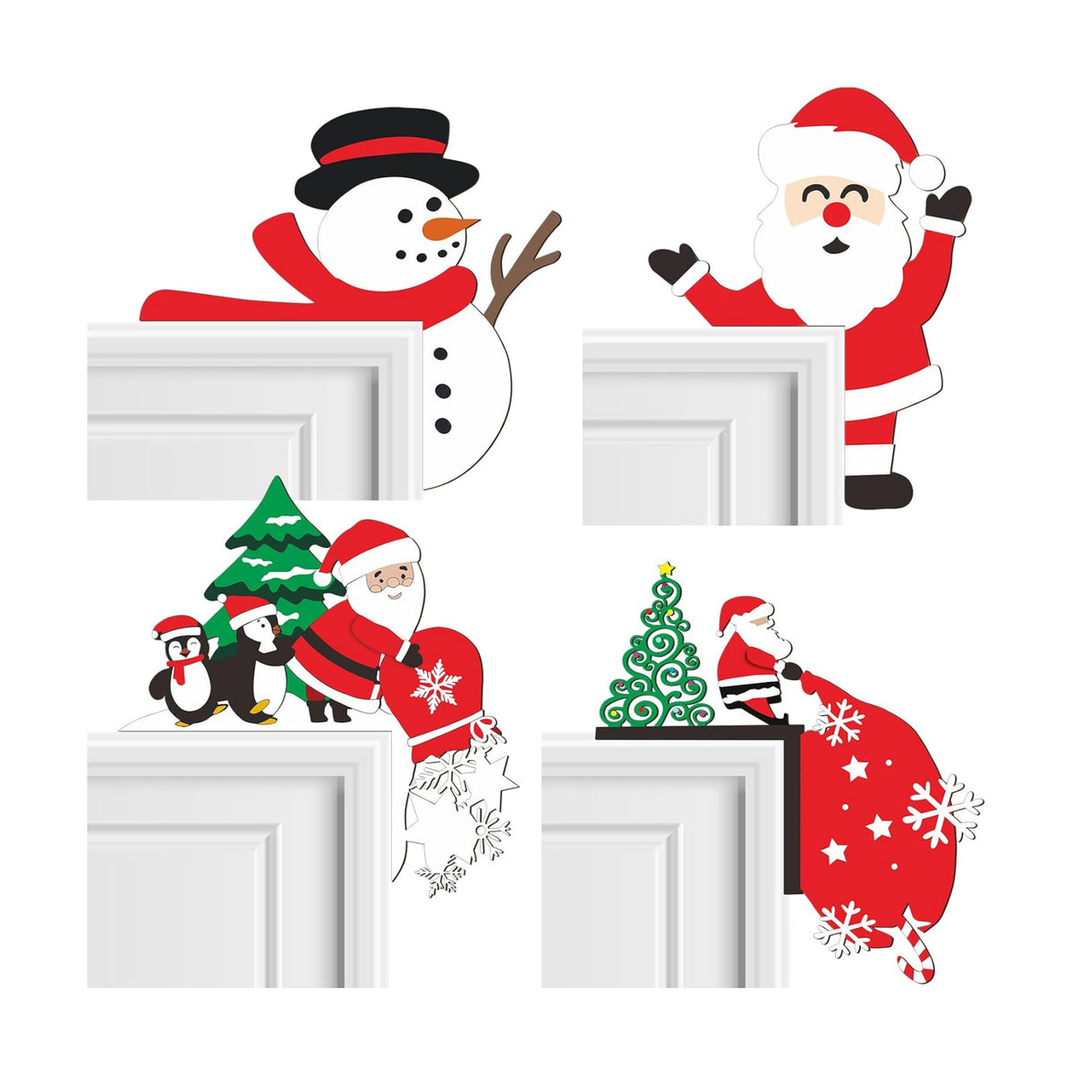 MorningRo 4 Pcs Christmas Themed Door Frame Topper Metal Wall Art