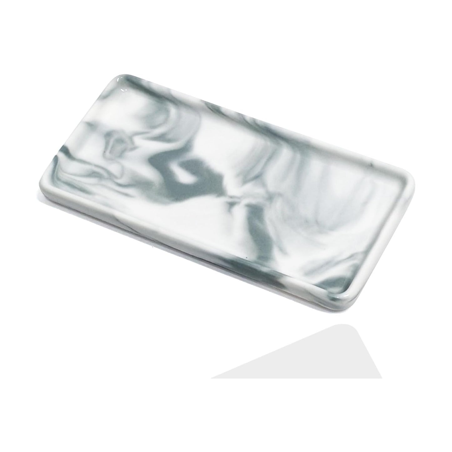Tiny Ceramic Countertop and Vanity Tray for Cosmetics / 6.4 x 3 x 0.5 / Gray
