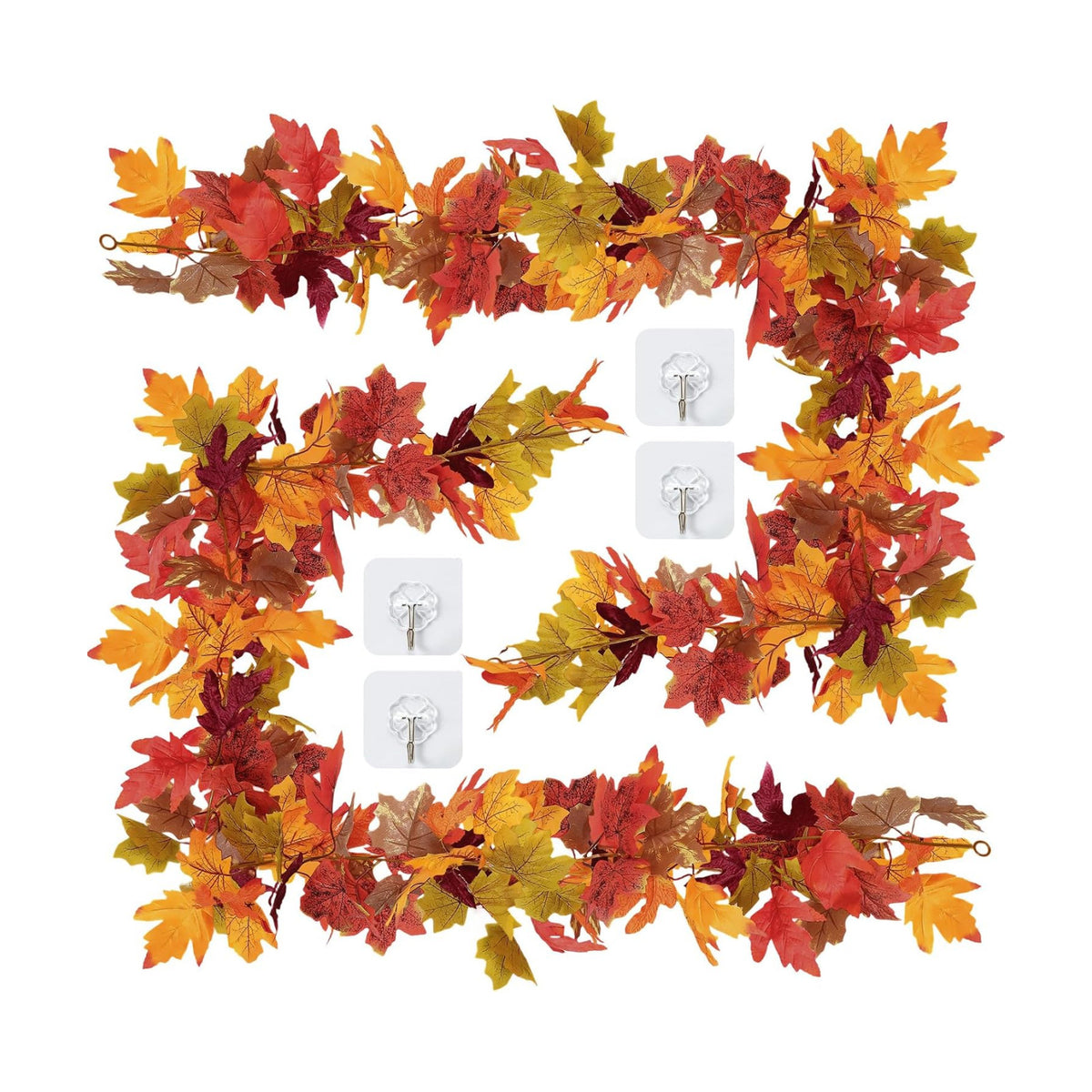 11.6Ft(2Pcs*5.8Ft) Fall Artificial Maple Leaves Garland Decorations