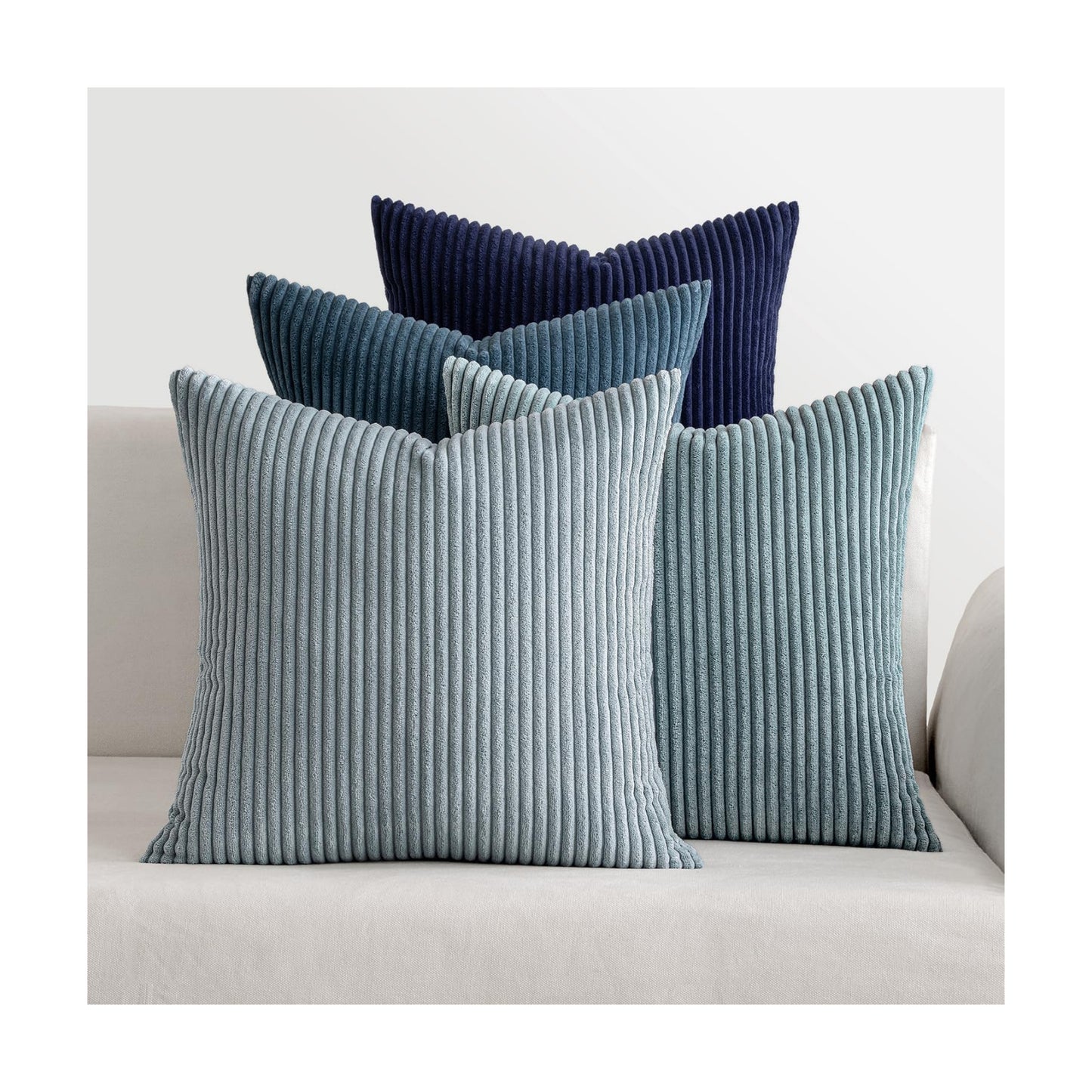 MIULEE Soft Corduroy Decorative Throw Pillow Covers Blue Navy Series 16x16