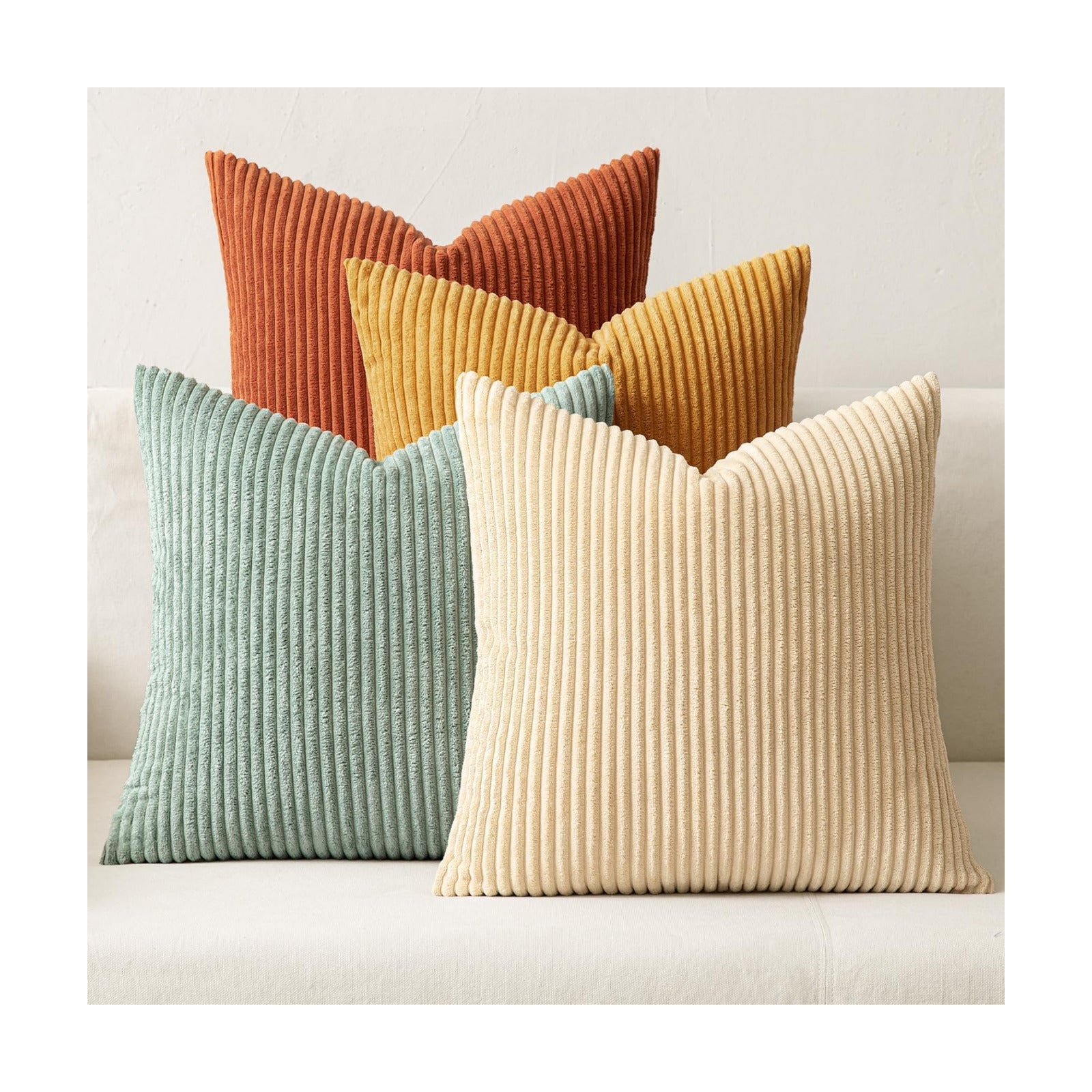 MIULEE Soft Corduroy Decorative Throw Pillow Covers Teal-Rust 16x16