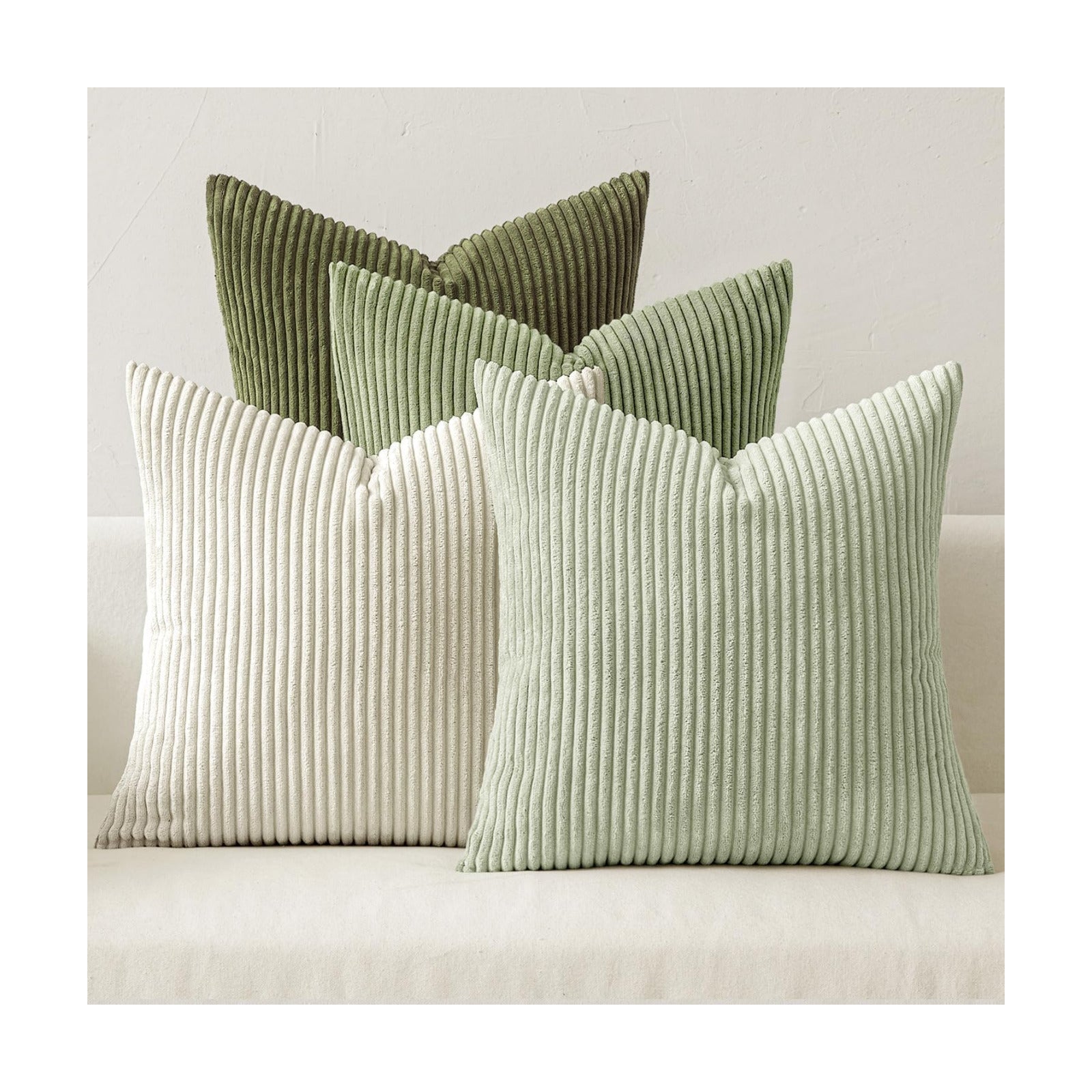 MIULEE Soft Corduroy Decorative Throw Pillow Covers Light Green 20x20