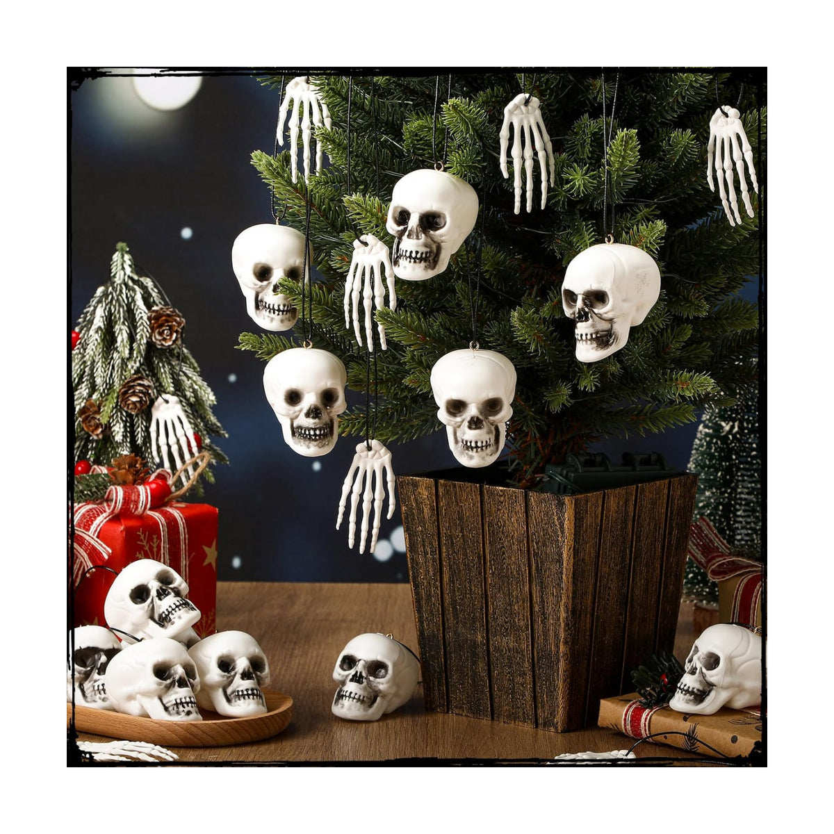 Poen 24 Pcs Halloween Horror Skull Skeleton Hanging Tree Ornament