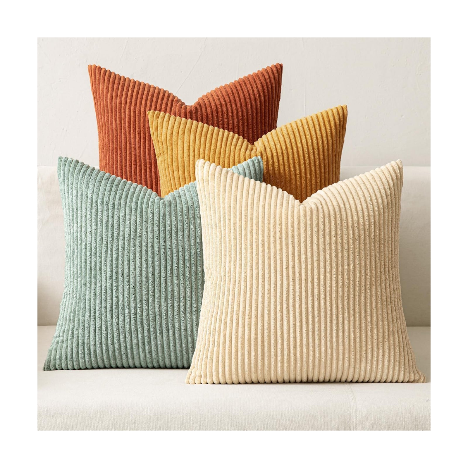 MIULEE Soft Corduroy Decorative Throw Pillow Covers Teal-Rust 20x20