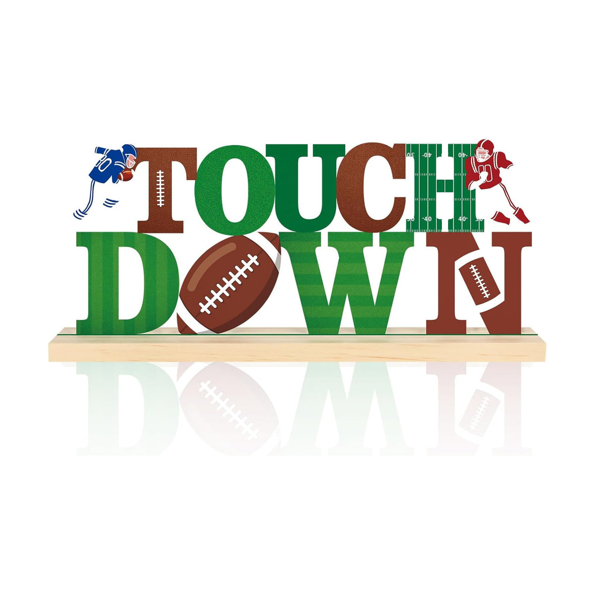 Metal Football Touch Down Sign Decorations for Home Party Shelf Mantel