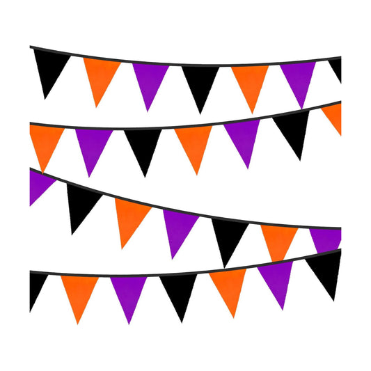 jijAcraft Orange Black Purple Halloween Pennant Banner - 39Ft Halloween Party Decoration Fabric Triangle Bunting Garland for Hallows Eve Fireplace Wall Wedding Birthday Indoor Outdoor Decoration