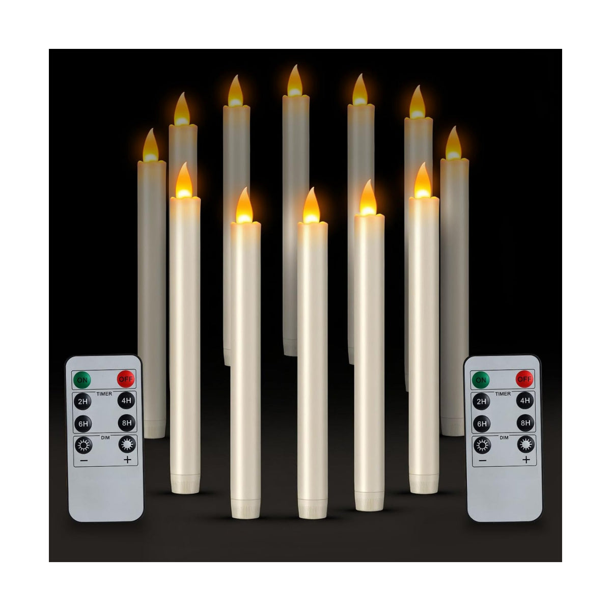 wemarry 10" Flameless Taper Candles with Remote, Electric Led Candlesticks, Plastic Tall Taper Candles Battery Operated