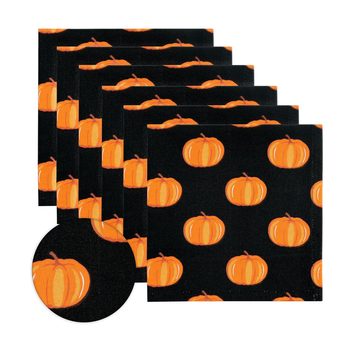 PurpleEssences Pumpkin Cloth Napkins, 18x18 in - Halloween Pumpkin