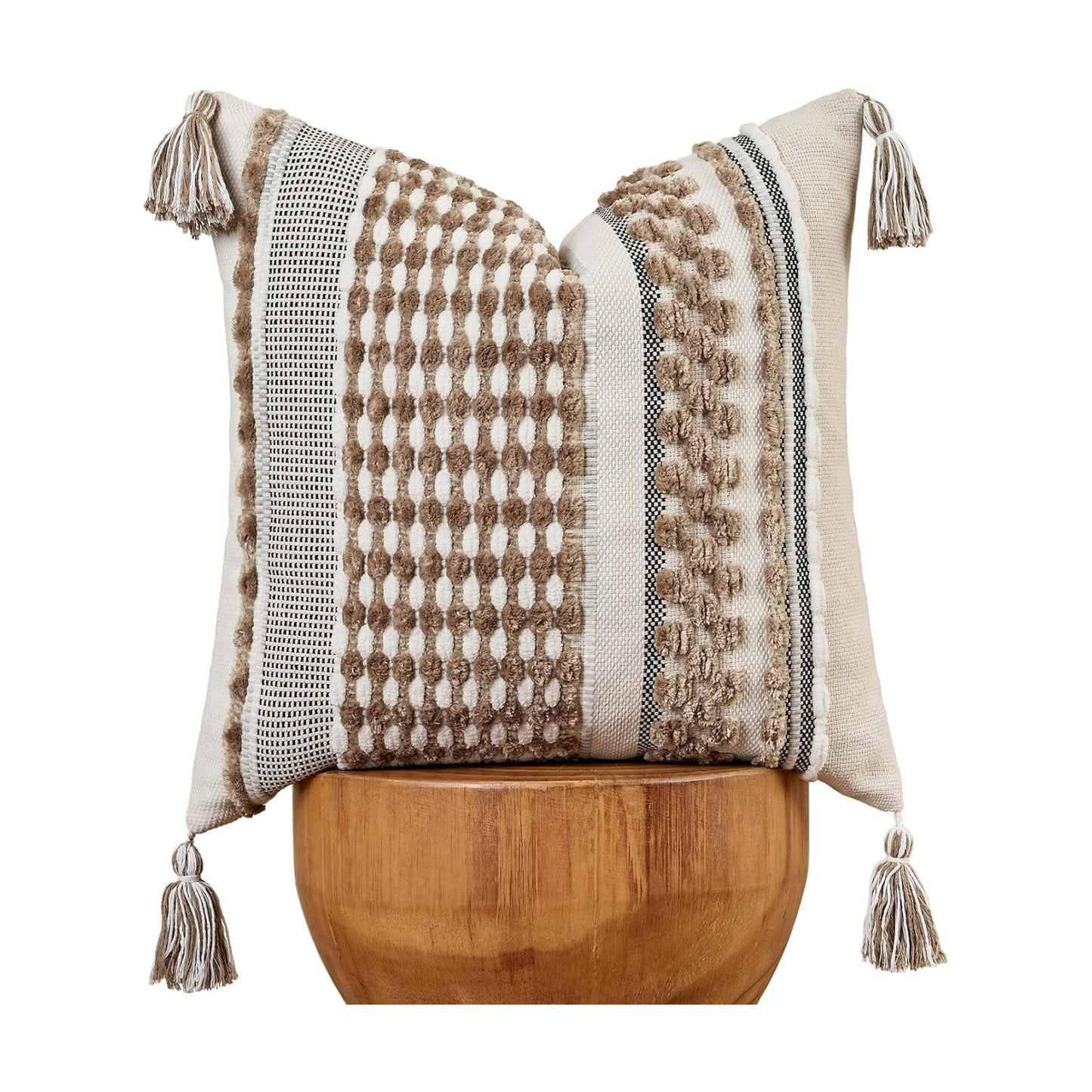 Tassels Woven Decorative Pillow Case / 18 x 18 / Taos Taupe