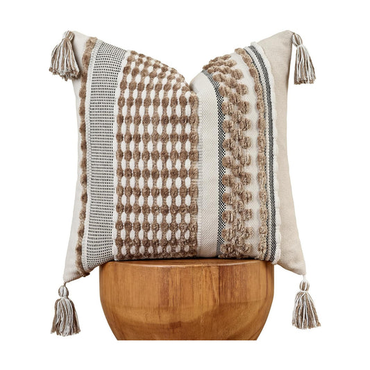 Tassels Woven Decorative Pillow Case / 18 x 18 / Taos Taupe