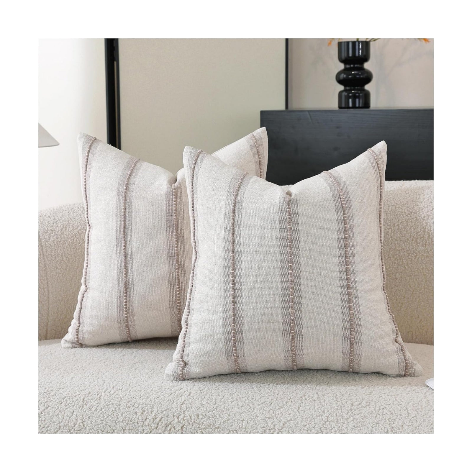 Boho Throw Pillow Covers / Taupe / 18 x 18 / Set of 2