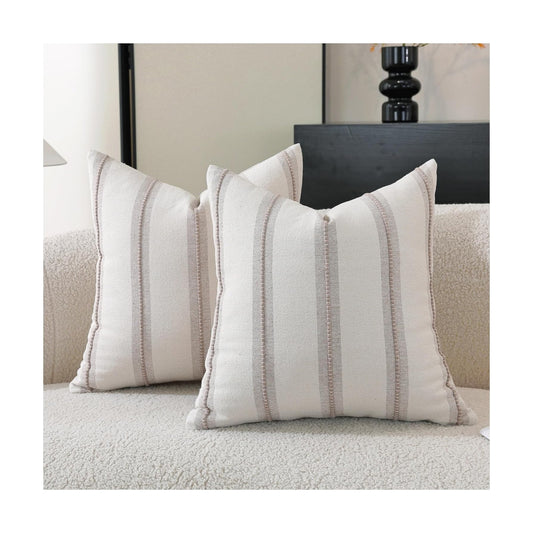 Boho Throw Pillow Covers / Taupe / 18 x 18 / Set of 2