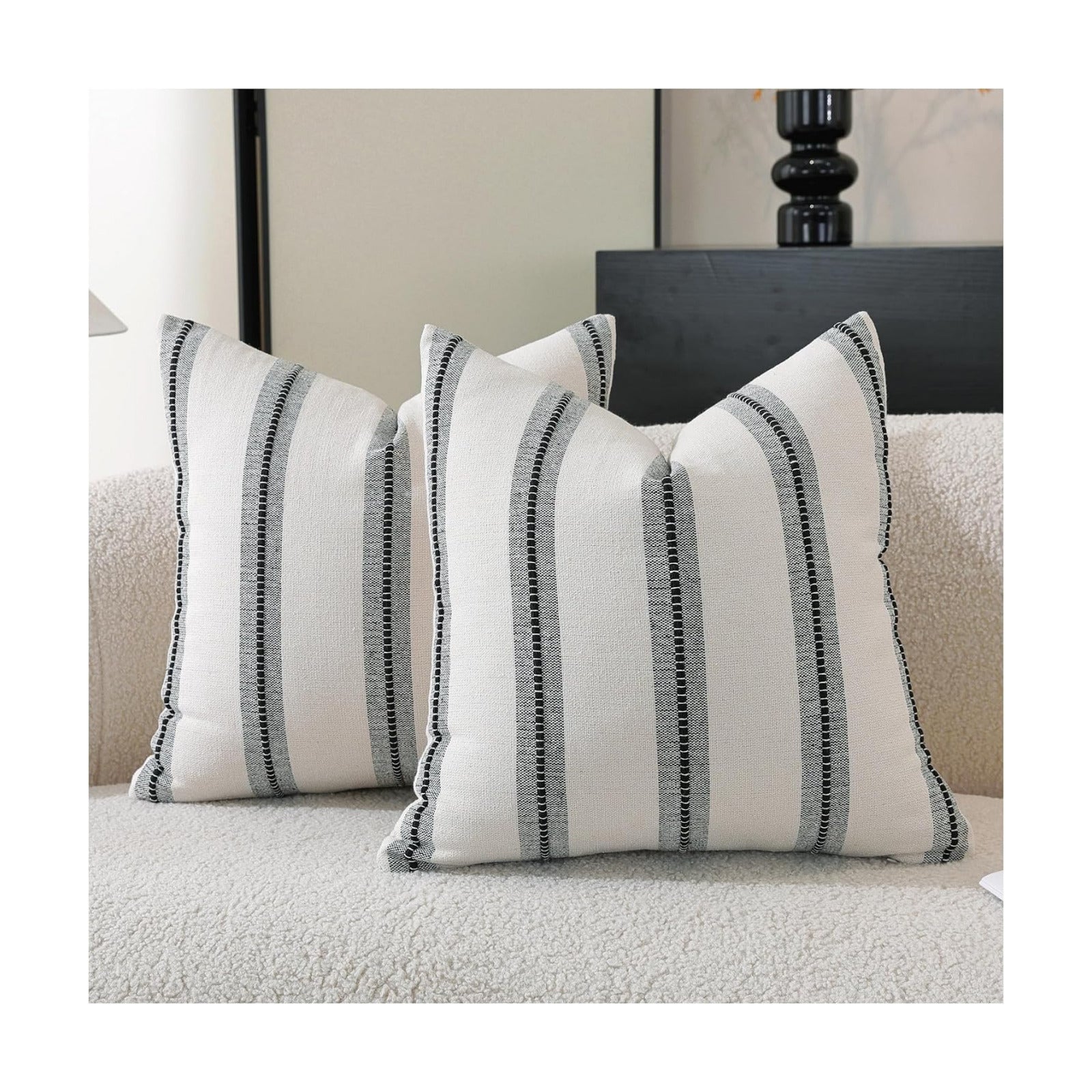 Boho Throw Pillow Covers / Black / 18 x 18 / Set of 2