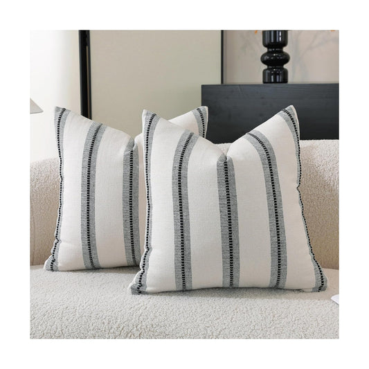 Boho Throw Pillow Covers / Black / 18 x 18 / Set of 2