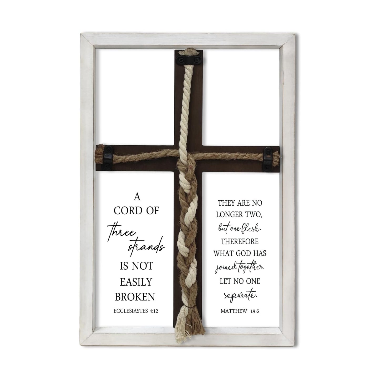 A Cord of Three Strands Wedding Ceremony Wall Decor " Sand Unity Knot Braid / White Cross / 15 x 10