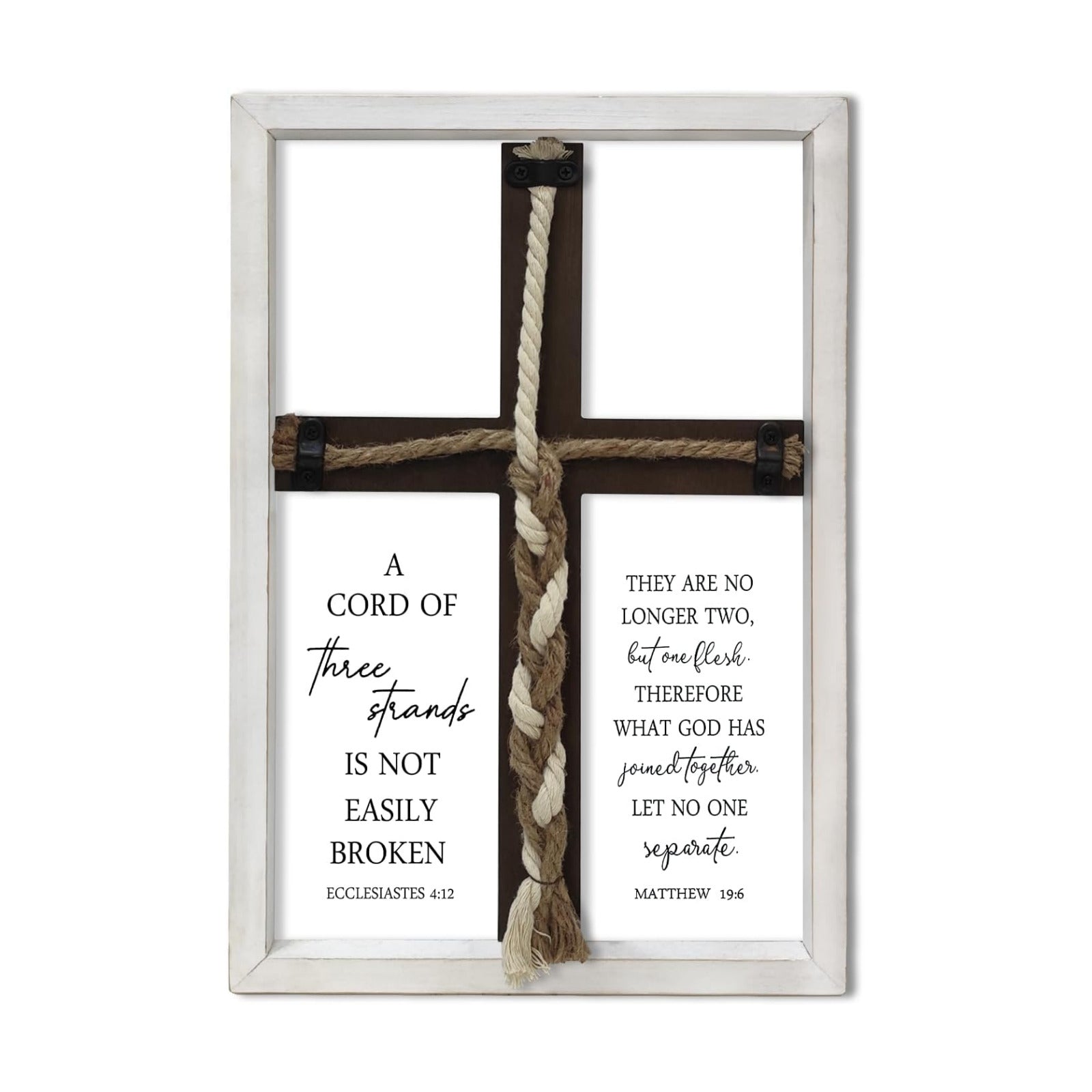 A Cord of Three Strands Wedding Ceremony Wall Decor " Sand Unity Knot Braid / White Cross / 15 x 10