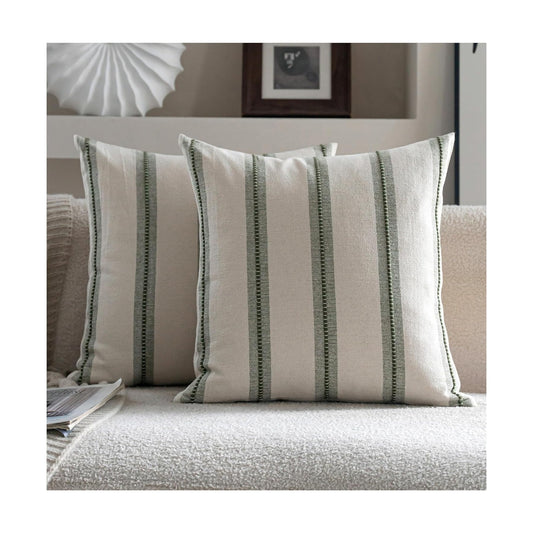 Boho Throw Pillow Covers / Olive Green / 18 x 18 / Set of 2