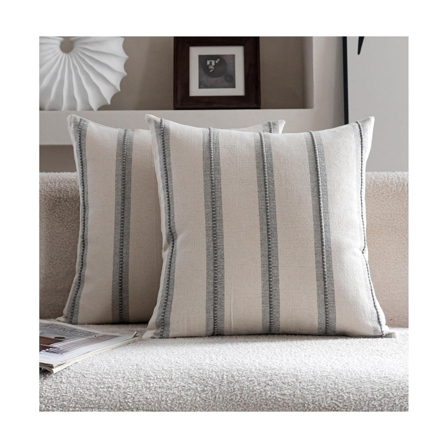 Boho Throw Pillow Covers / Grey / 18 x 18 / Set of 2