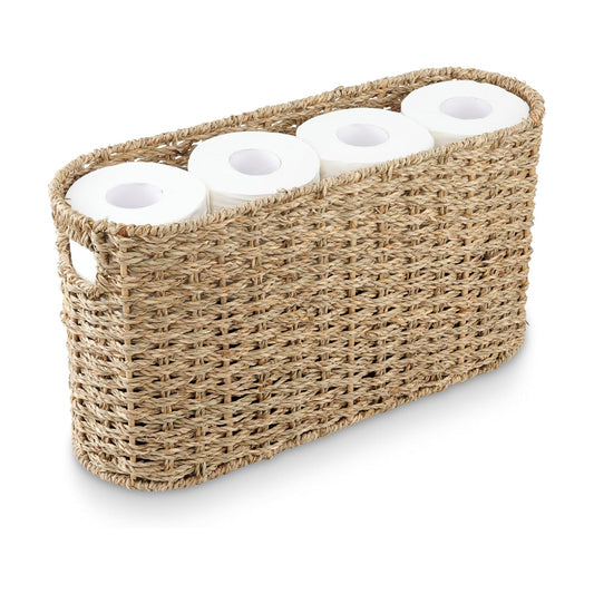 Seagrass Toilet Paper Storage Basket / Natural Seagrass / 6 Mega Rolls
