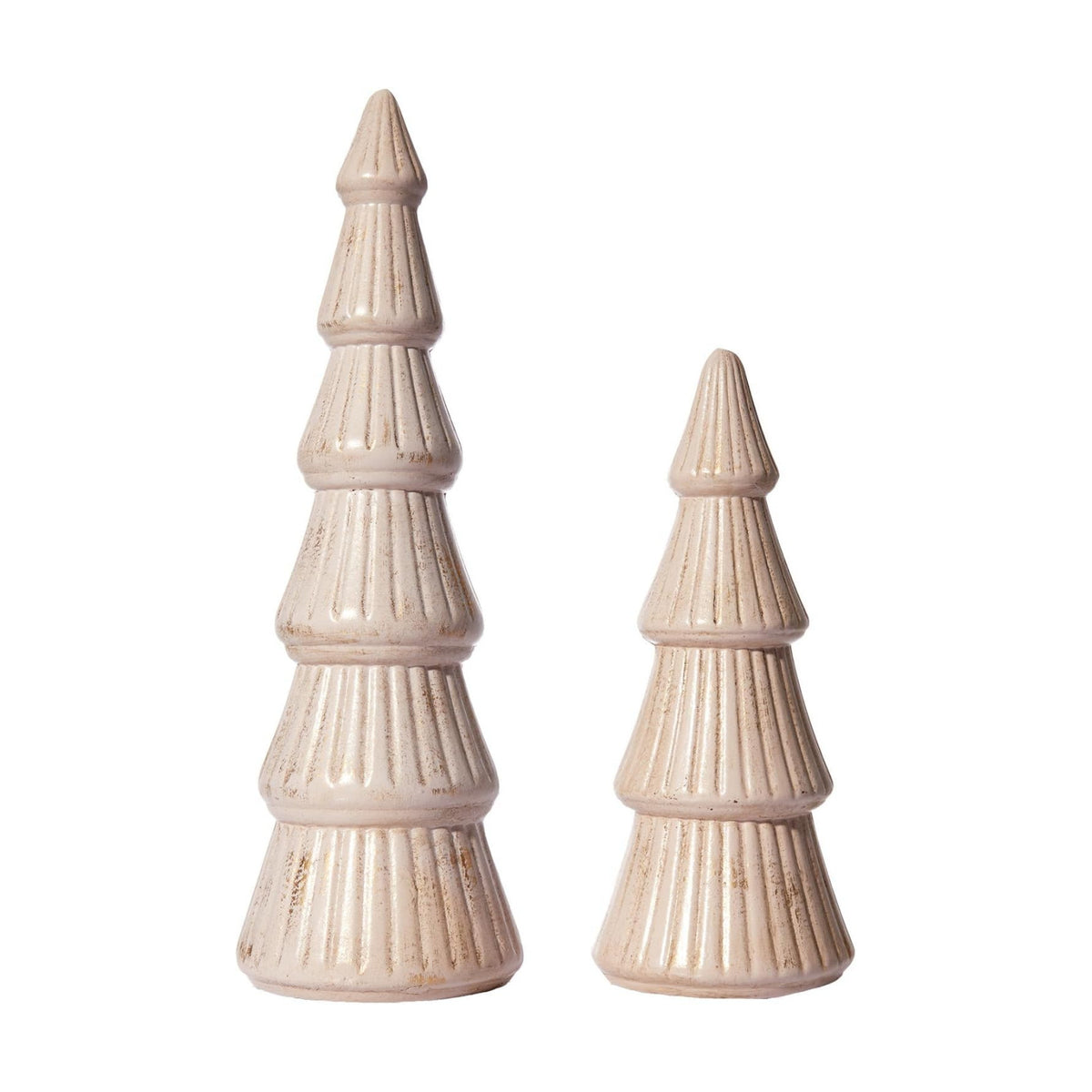 WONDROUS' DECO Wooden Christmas Tree Figurine, Tabletop Pink and Gold