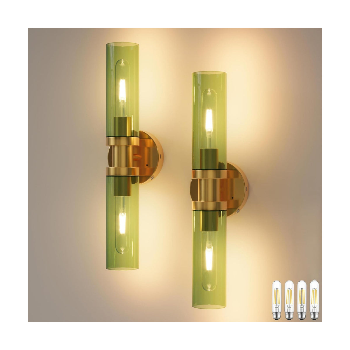 Rayogale Gold Wireless Battery Operated Wall Sconce with Remote Control | Dimmable Rechargeable Wall Lights Set of 2