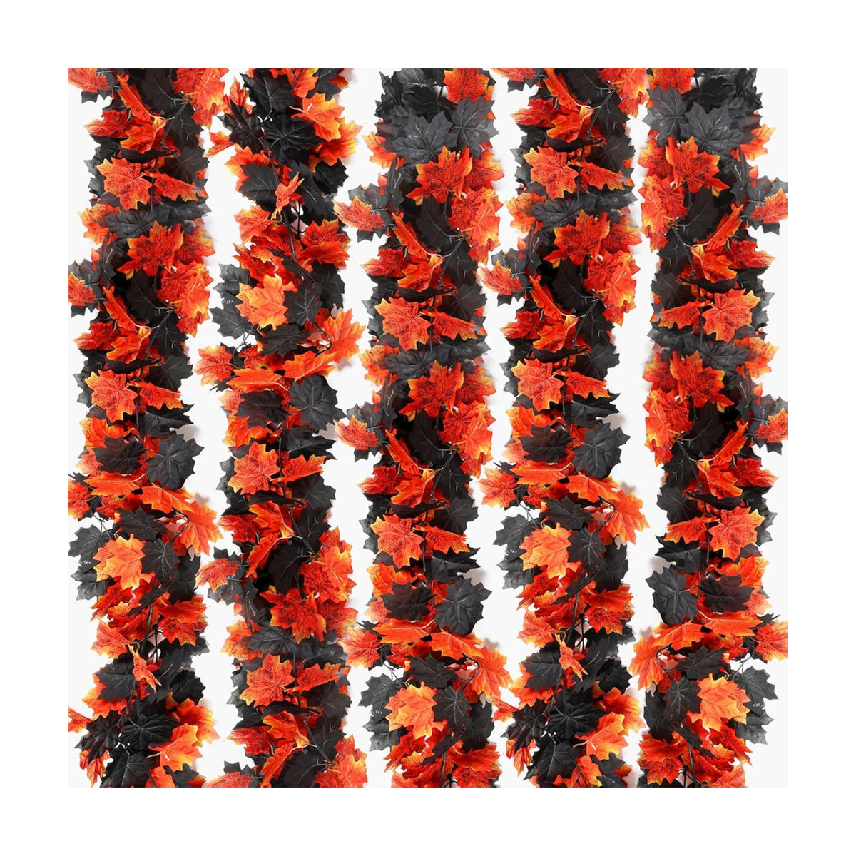 Joyhalo 5 Pack Fall Garland Black Leaves Garland for Autumn Halloween Decor
