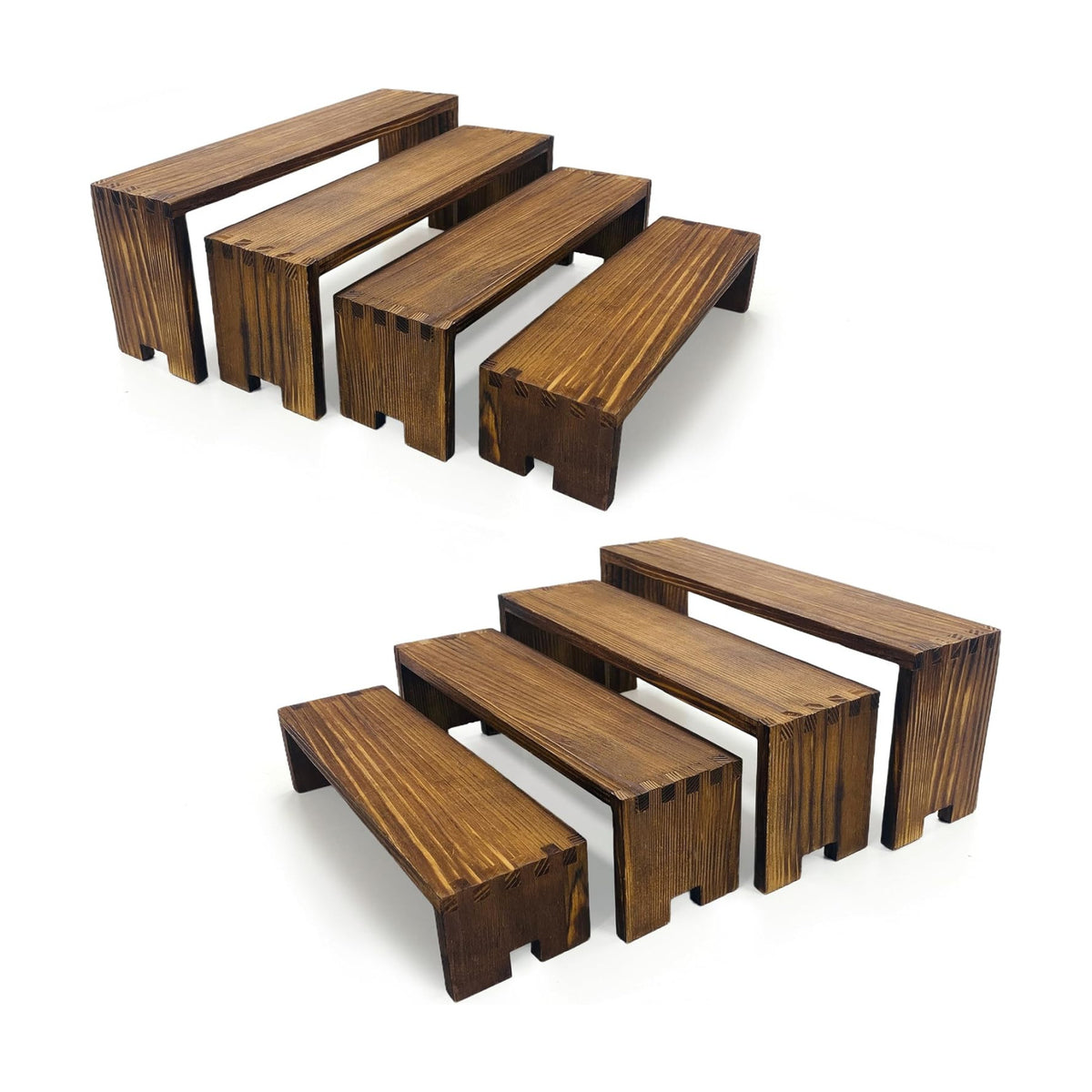 Yikaroeli 2 Set Large Cupcake Stands Wood Cake Stand Wooden Display Risers Wood Riser Dessert Table Display Set