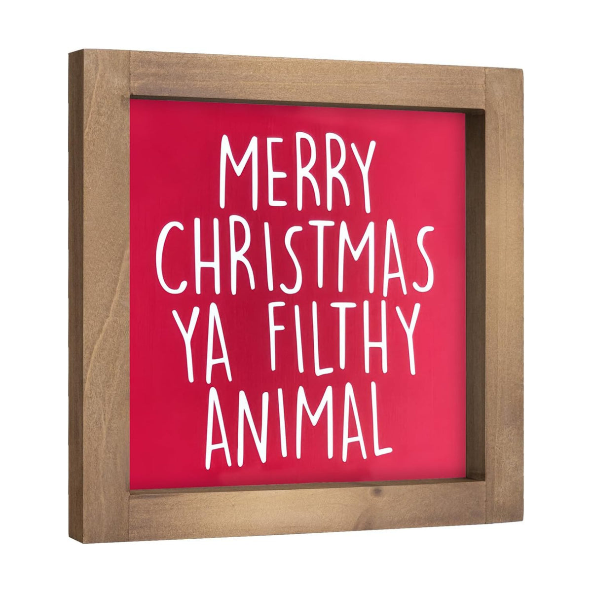 Merry Christmas Ya Filthy Animal Sign, Wooden Funny Xmas Decorative Signage Decor, Holiday Indoor Table Shelf Desk Bathroom Mantel Tiered Tray Wall Art Rustic Farmhouse Decorations for Home