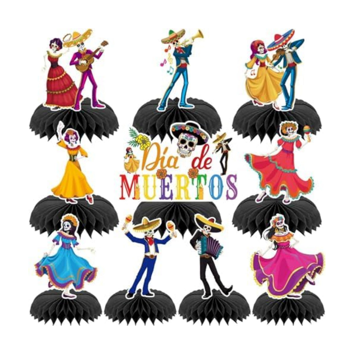 10Pcs Dia De Los Muertos Table Centerpieces Decorations