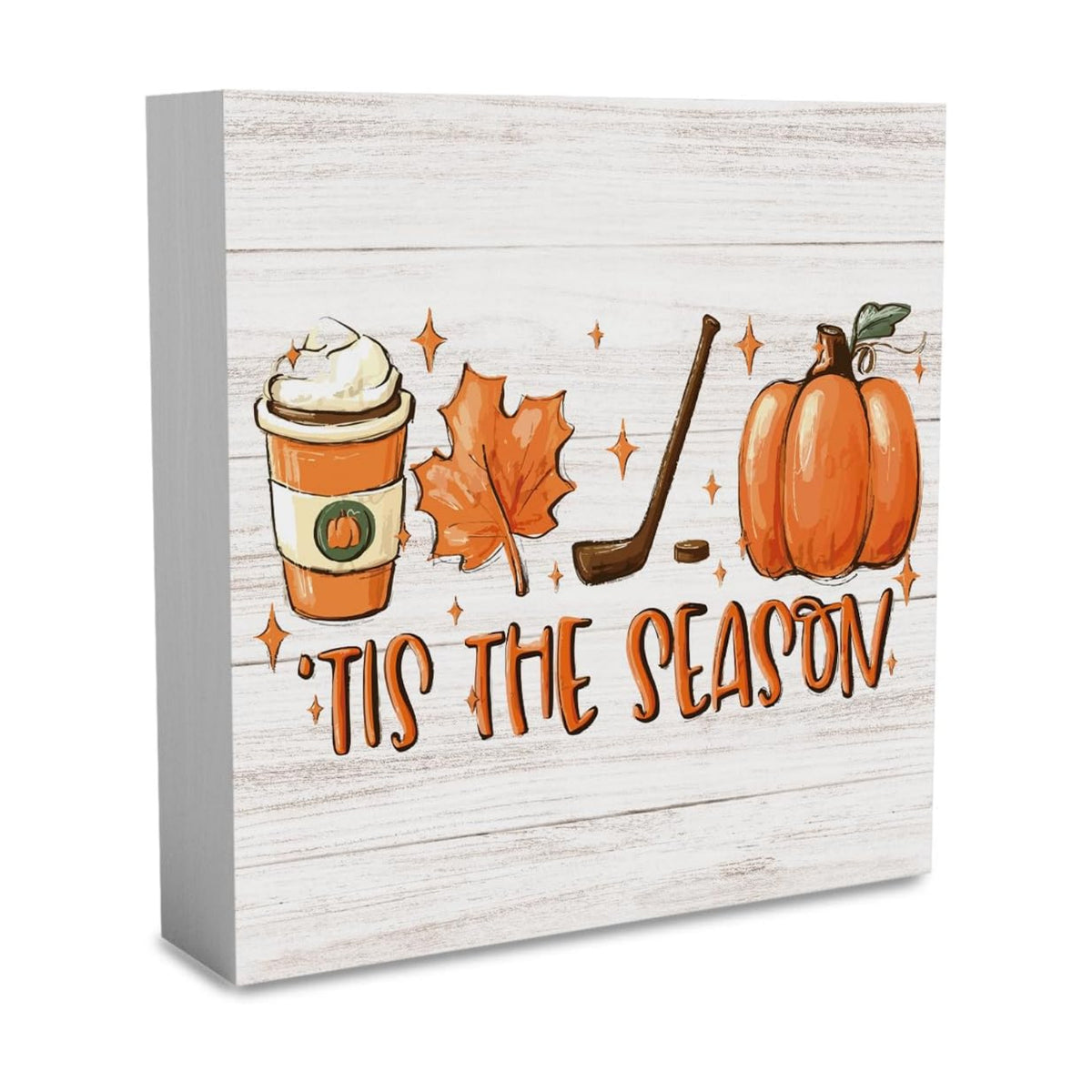 Tis the Season Fall Decorations for Home Fall Pumpkin Kitchen Decor Autumn Golf Decorations for Table Farmhouse Autumn Holiday Decor 5 x 5 inches (Tub 2606)