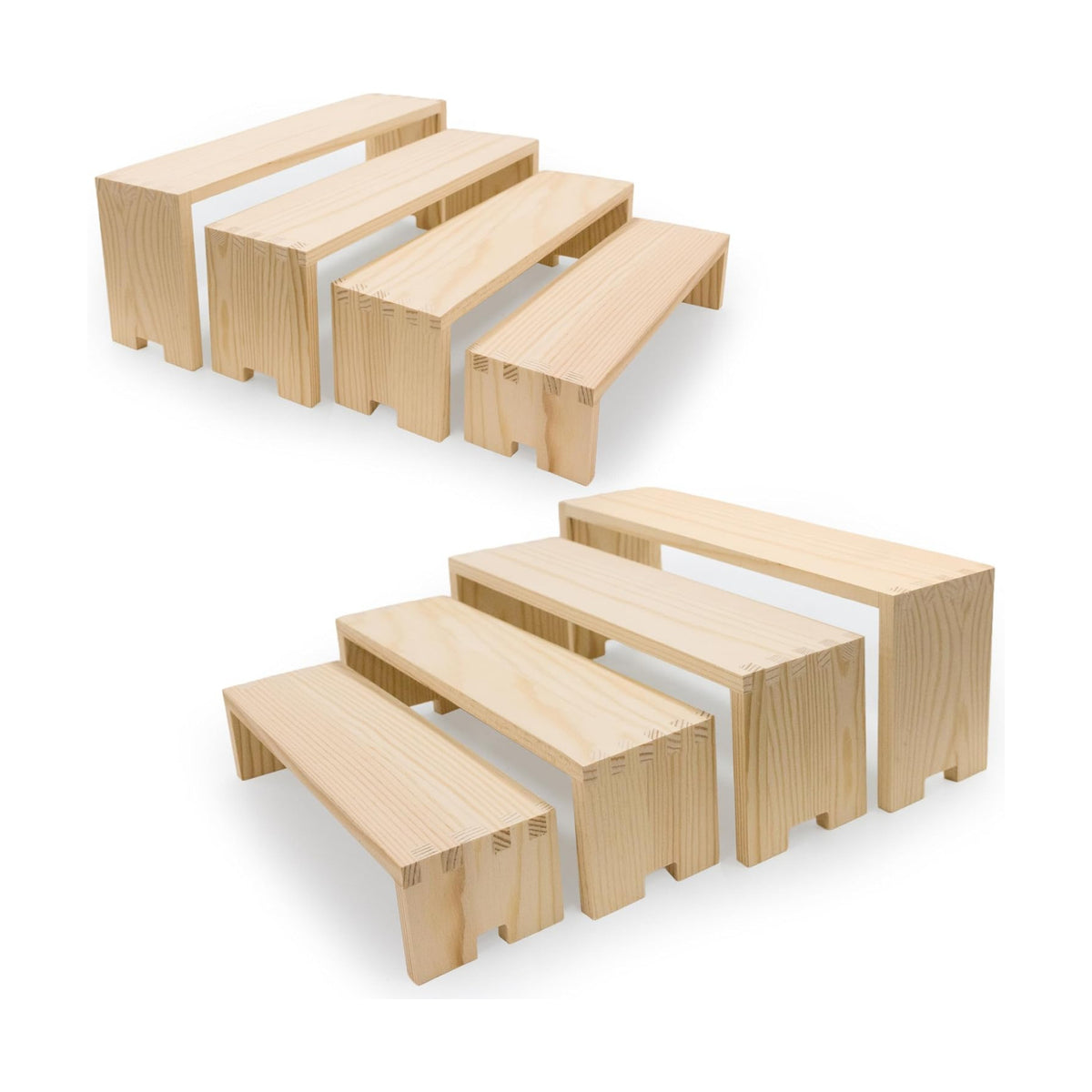 Yikaroeli 2 Set Large Wooden Cupcake Stands Wood Display Risers Dessert Table Display Set Cake Stand Display Shelf