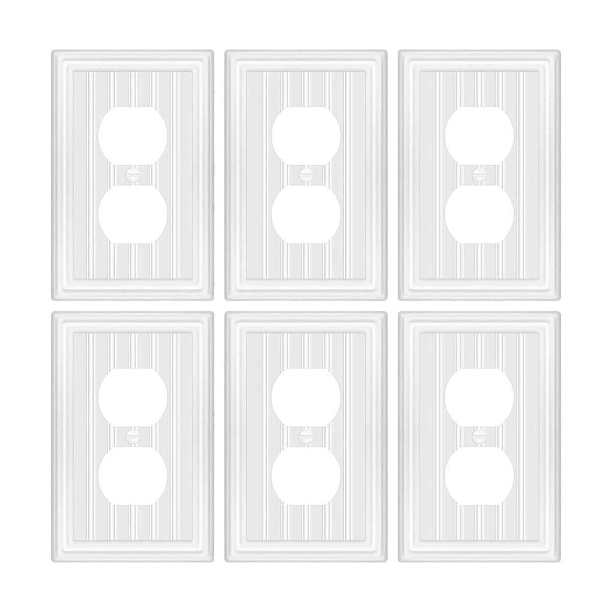 Metal 1 Gang Wall Plate Cover Duplex Outlet Cover Off White 6 Pack | Decorative Switch Plates Outlet Cover, Light