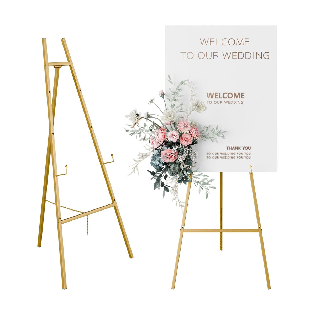 Gold Easel Stand for Sign, Wedding Sign | 4-Tier Adjustable Art Easel for Painting, Heavy Duty Easel 1pack