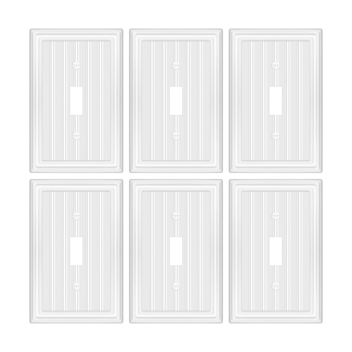 Metal 1 Gang Wall Plate Cover Toggle Switch Plate Off White 6 Pack | Decorative Switch Plates Outlet Cover, Light