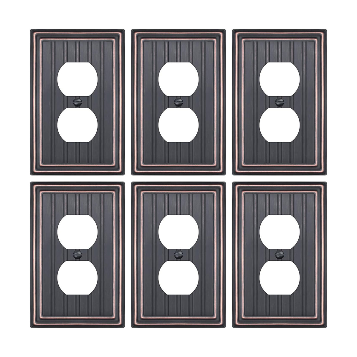 Metal 1 Gang Wall Plate Cover Duplex Outlet Cover Aged Bronze 6 Pack | Decorative Switch Plates Outlet Cover, Light