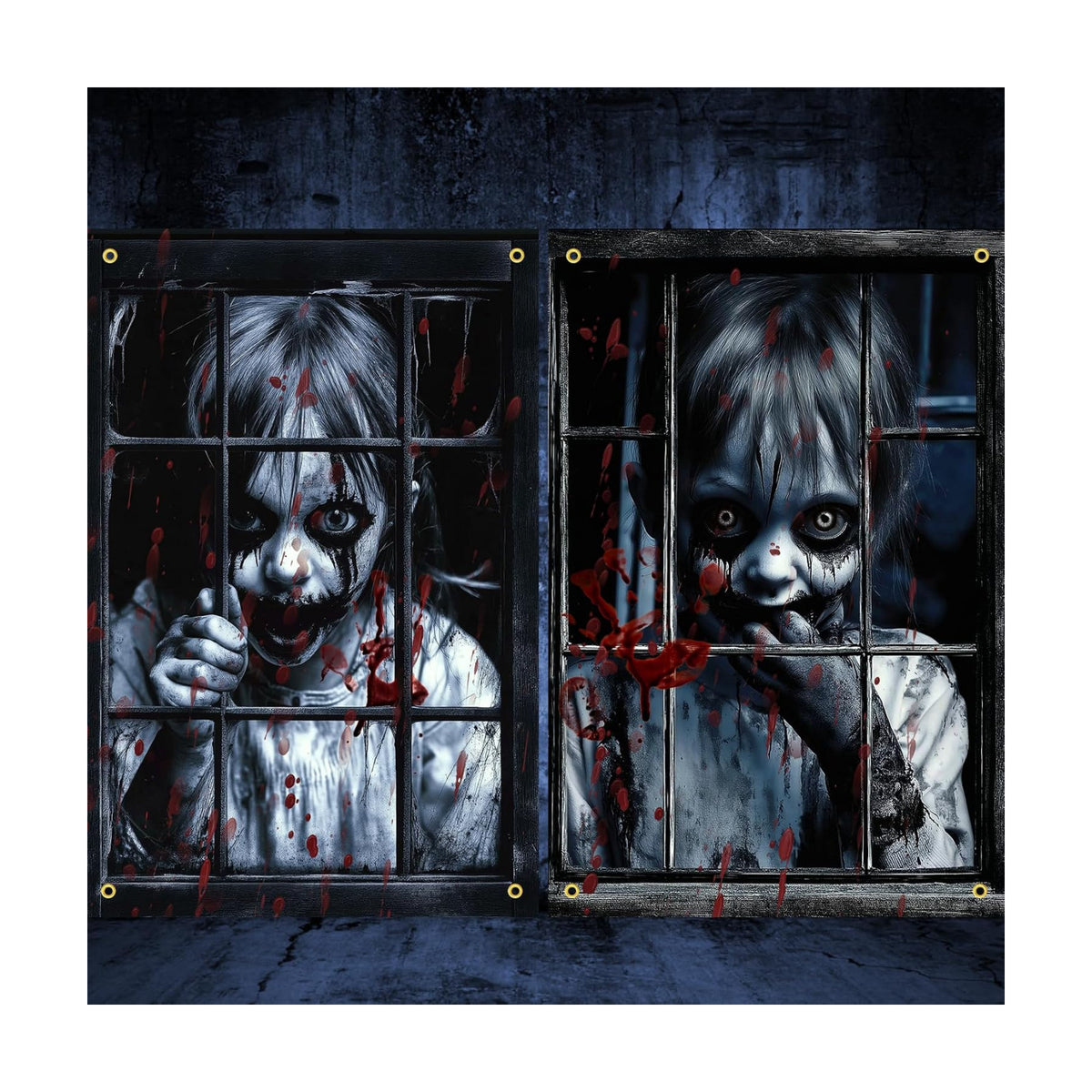 2 Pcs Scary Halloween Window Decorations