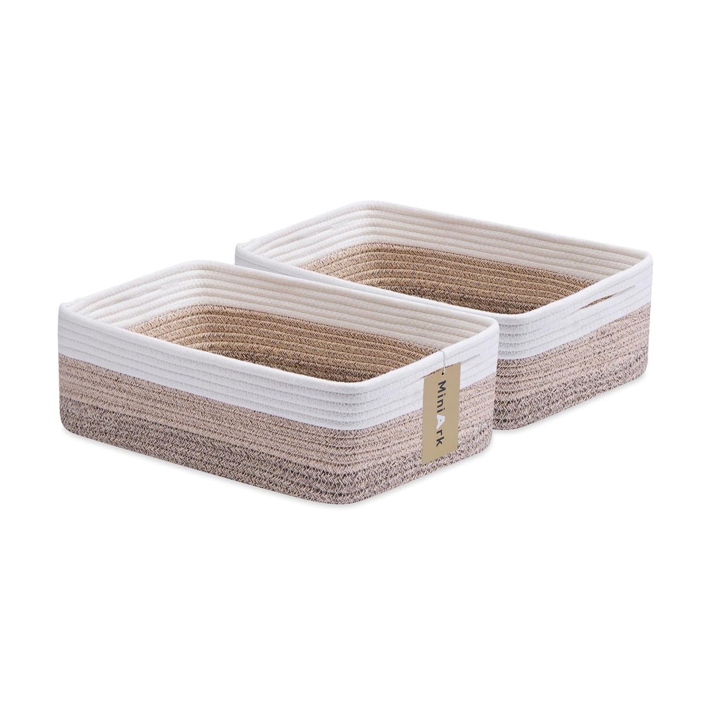 Rope Woven Storage Bins / L15xw11xh5.1 / Gradient Brown / 15 x 11 x 5.1 / Set of 2