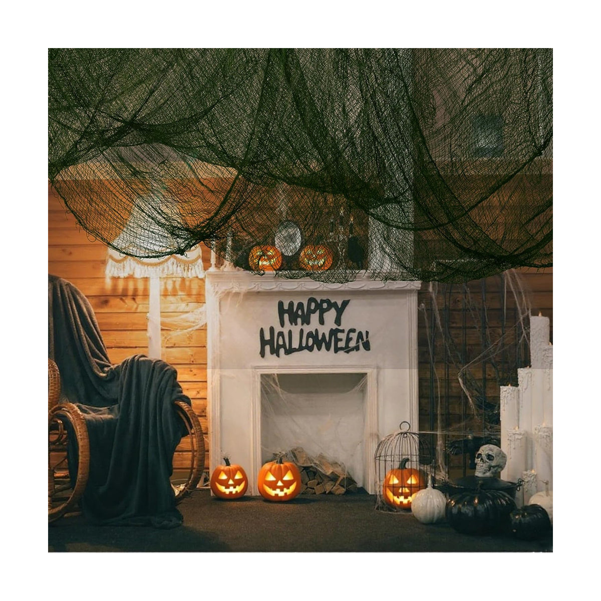 Halloween Green Creepy Cloth 79 X 197 in, Spooky Scary Gauze for Home Decor
