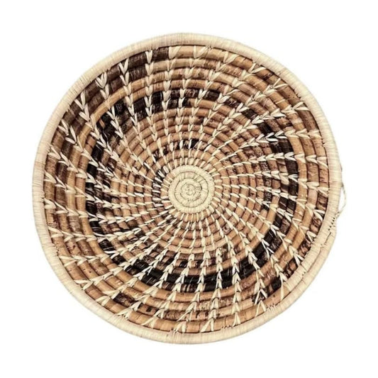 Handwoven African Baskets Handmade Raffia Woven Fruit Bowl / Brown Natural / 8in Diameter