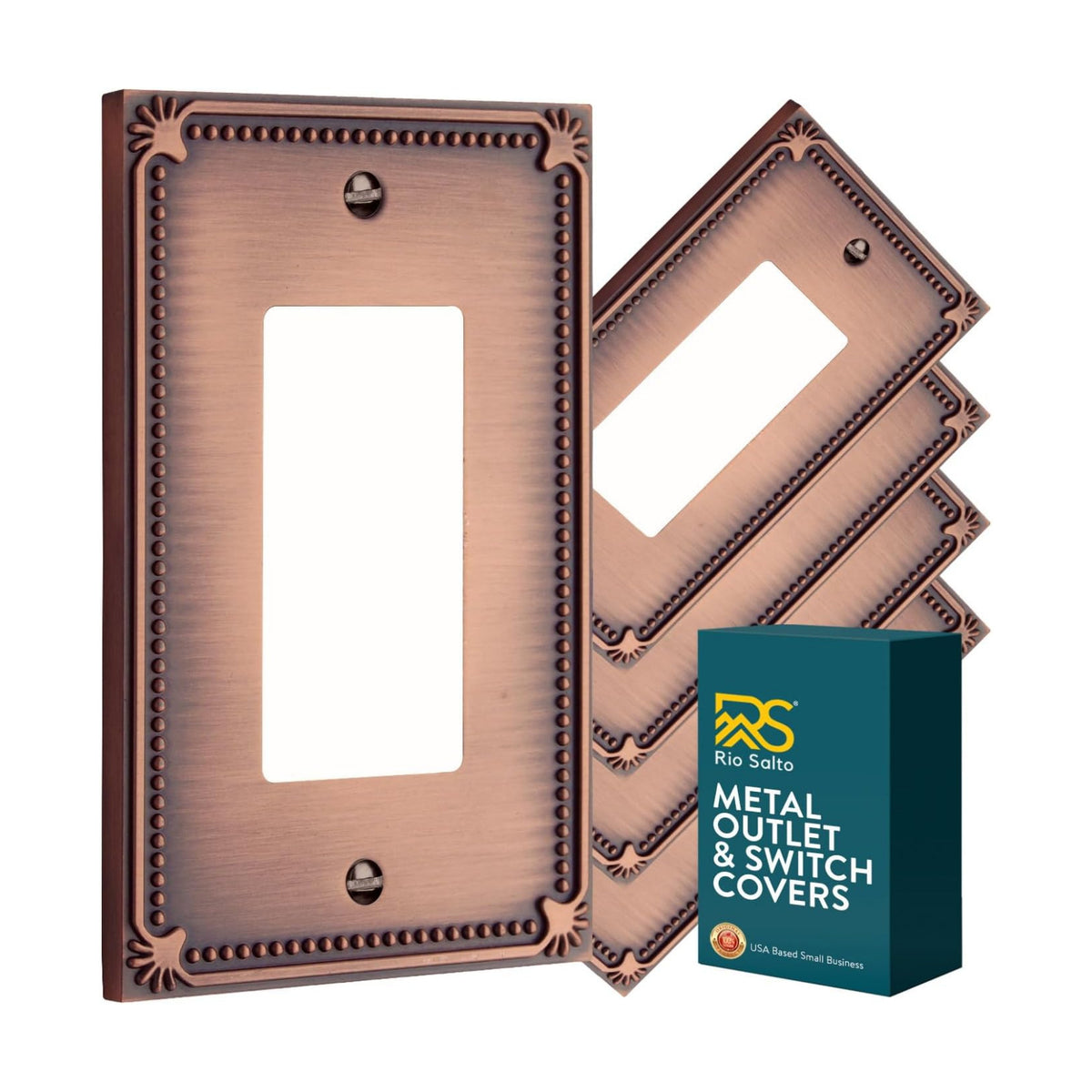Rio Salto Light Switch Cover Plate Vintage Matte Copper Outlet Covers 1 Gang Metal Switch Electrical Wall Plates