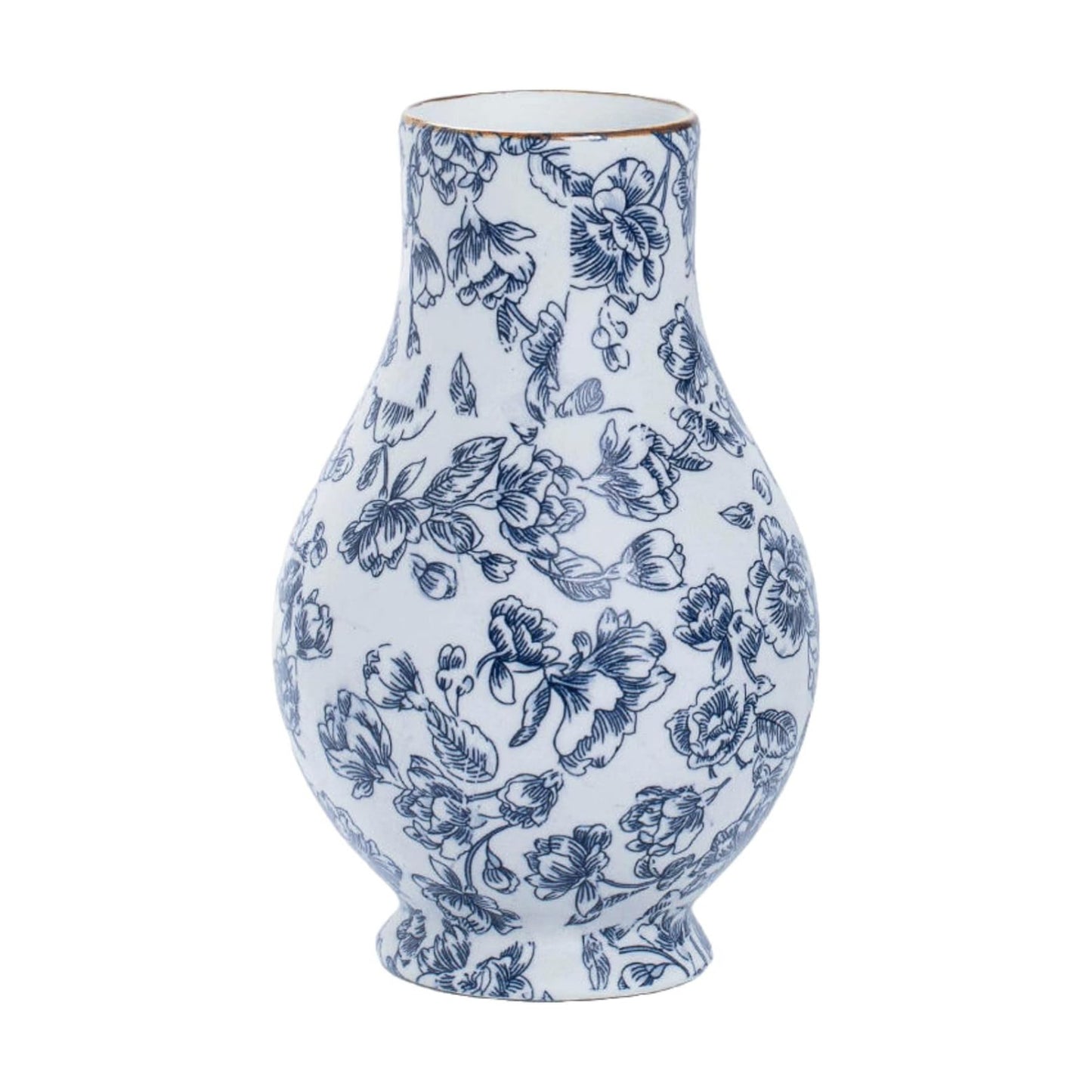 Vintage Ceramic Flower vase / Blue and White-02 / 9 Inch