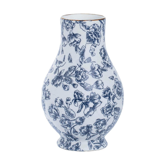 Vintage Ceramic Flower vase / Blue and White-02 / 9 Inch