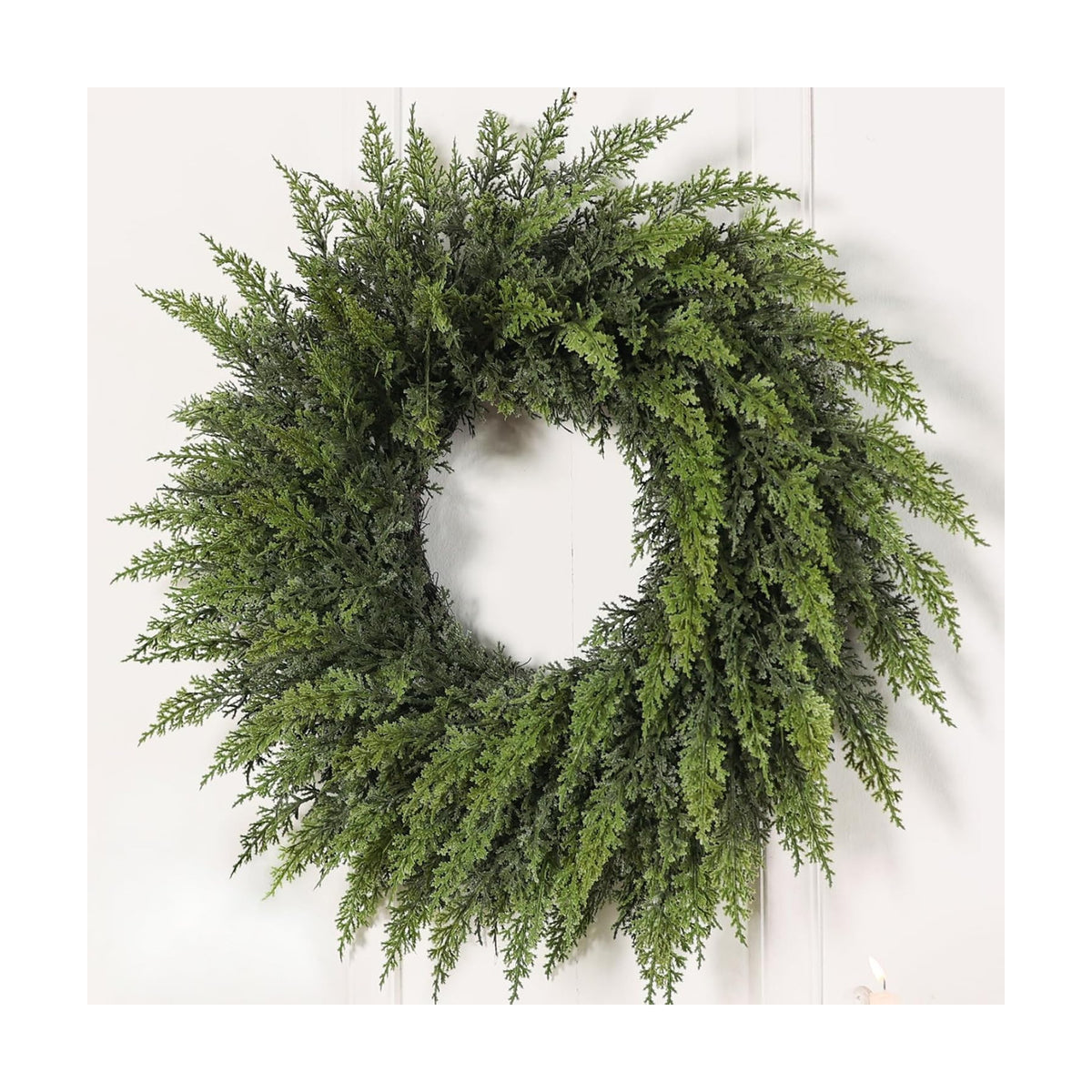 24" Lifelike Touch Artificial Cedar Wreath for Front Door Christmas Decor