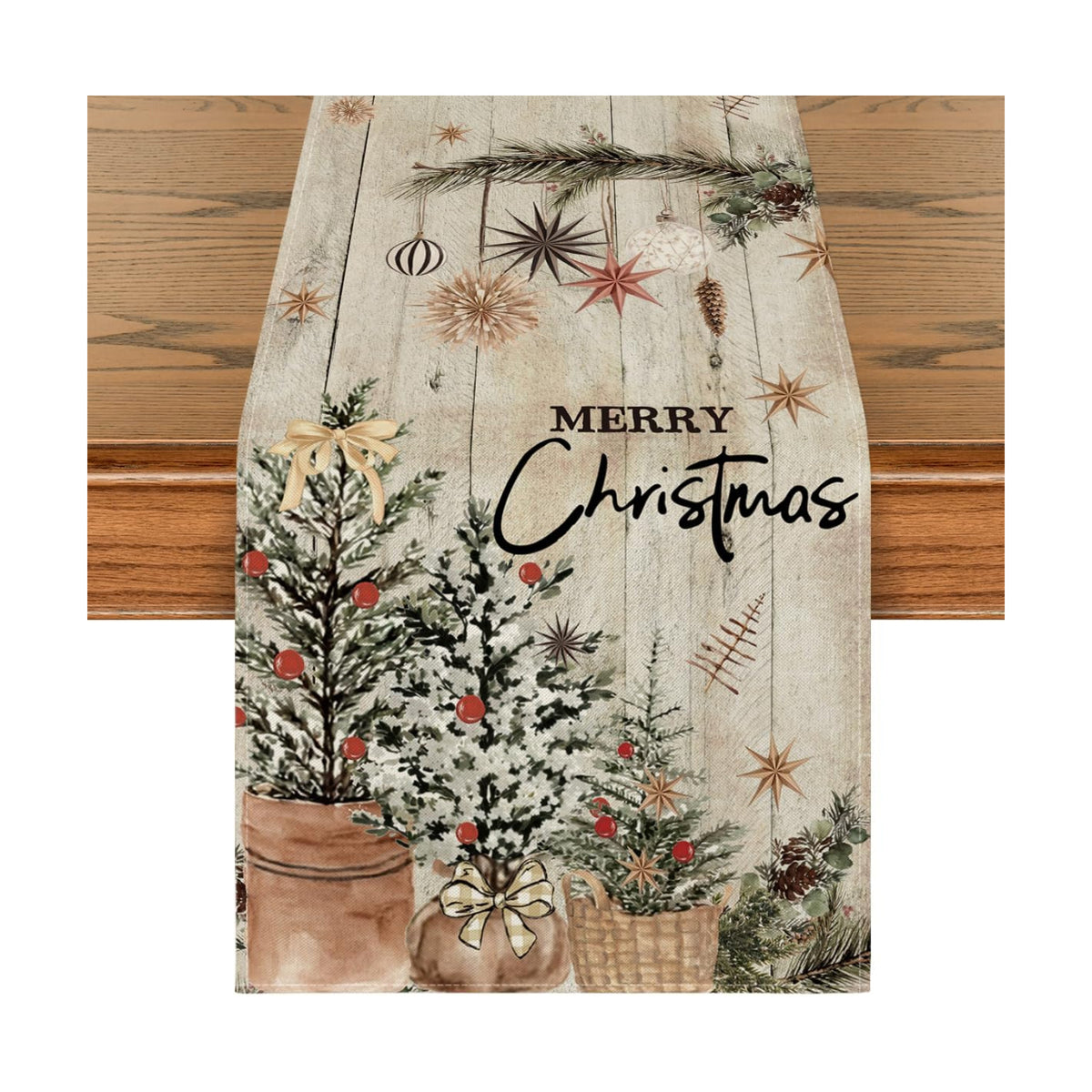 Artoid Mode Holly Pine Cone Xmas Table Runner Home Party Decor 13x90 Inch