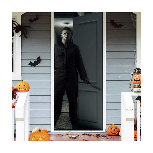 IMISHM Horror Movie Door Decorations Halloween Door Cover Halloween Decoration for Front Door Scary Door Banner for Halloween Indoor Outdoor Party Wall Door Decor