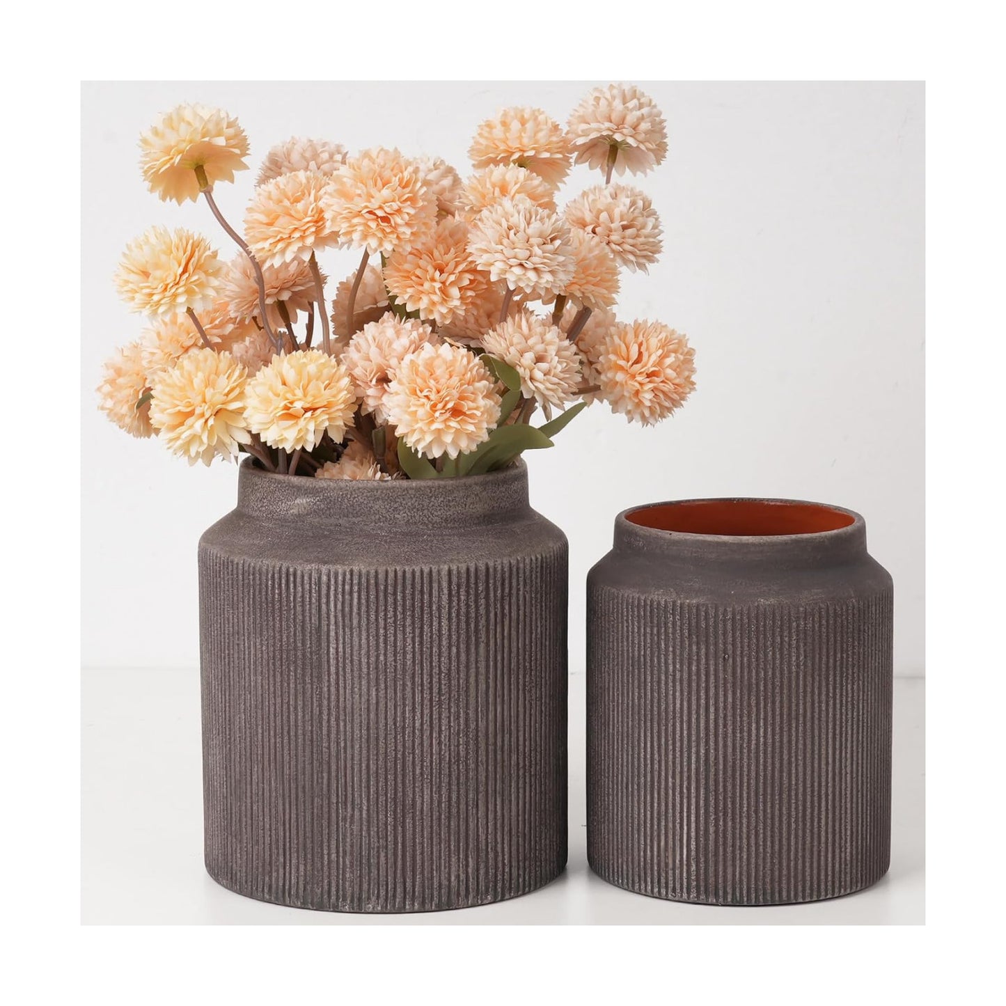Rustic Ceramic Vase / Brown / 5.9 Inch / Set of 2