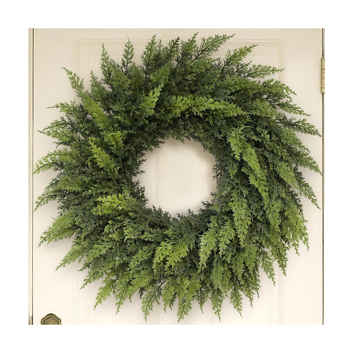 24" Lifelike Touch Artificial Christmas Cedar Wreath for Front Door Decor