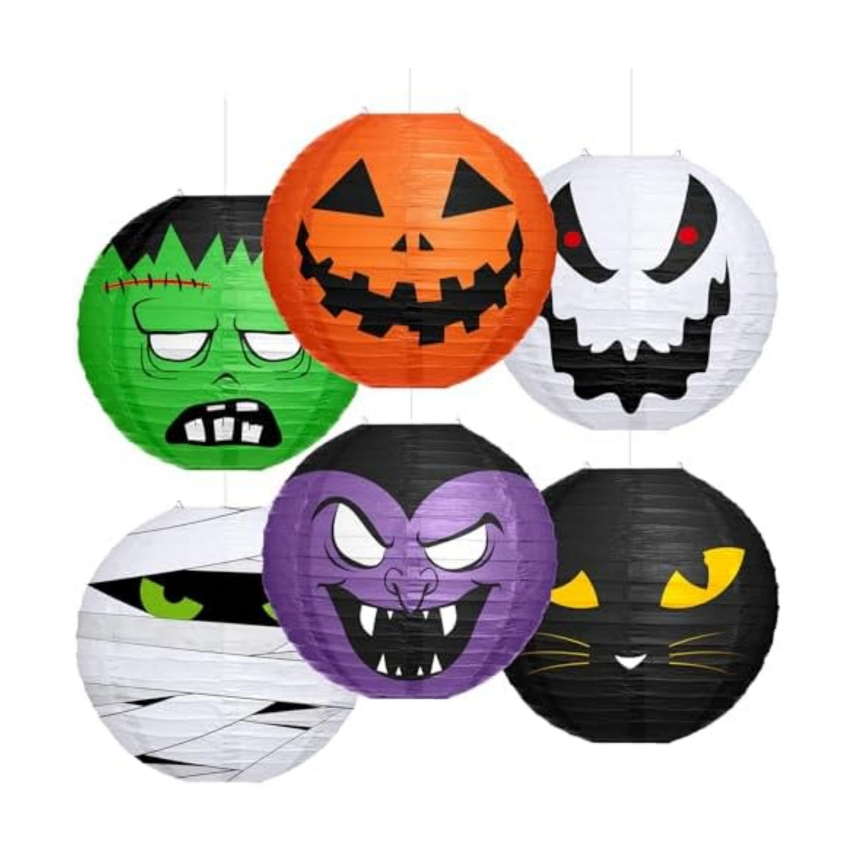 VIHOSE 12 Pcs Halloween Hanging Decorations Paper Lanterns, Jack-o-Bat Lanterns with Tassels Halloween Lantern Decorative for Indoor Outdoor Party Trick-or-Treat Event Supplies